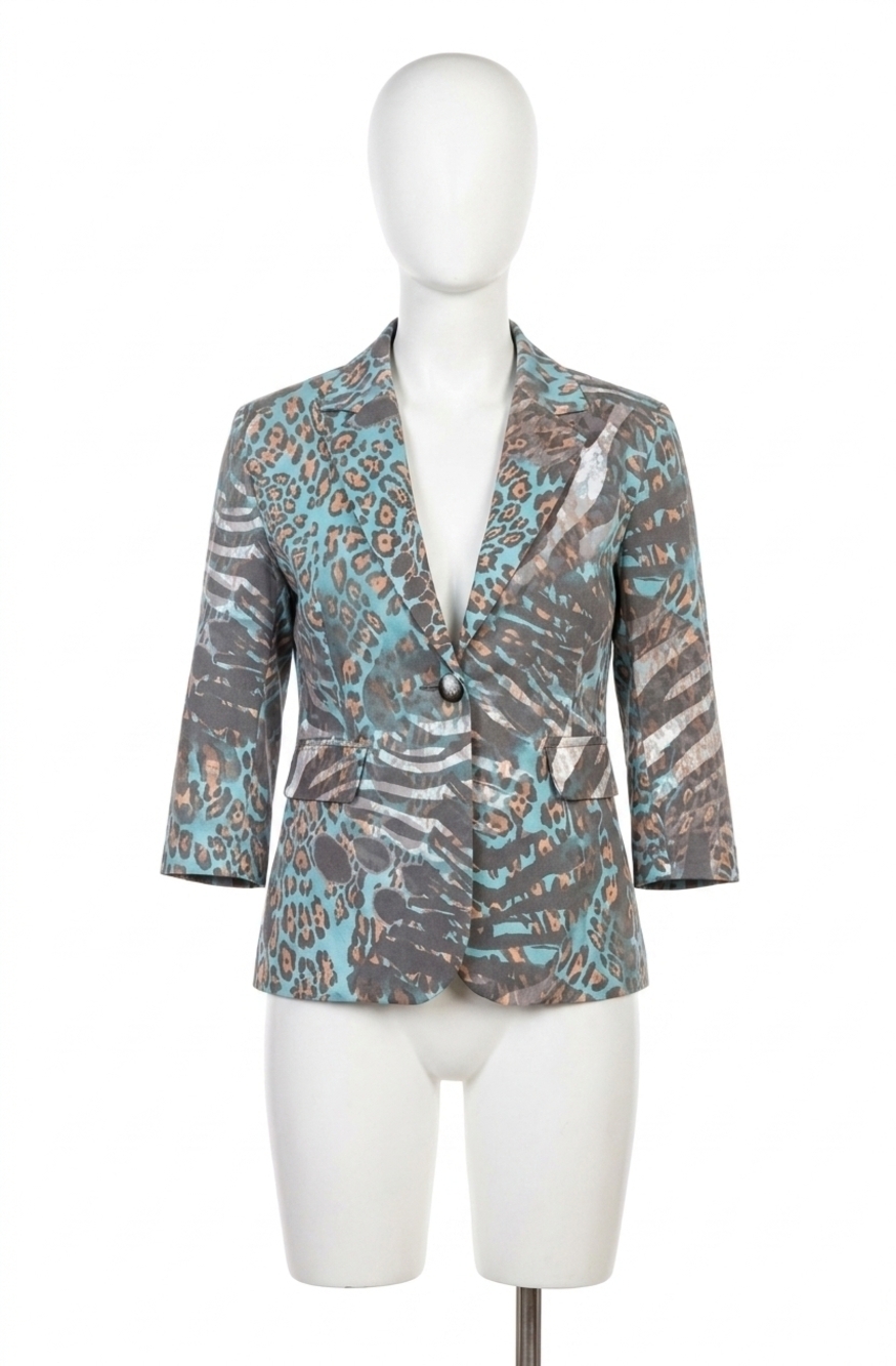 NEW ANGEL wild one button blazer in aquawhite